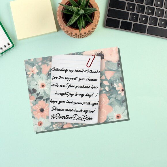 'Pastel Handwritten Floral Note' Personalized to You Thank You Cards - Picture 2 of 10